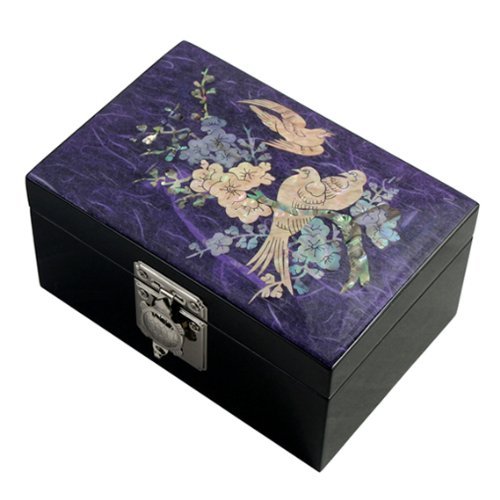 【送料無料】▼螺鈿細工 宝石箱 ジュエリーボックス 木製　/986 Amazon｜螺鈿漆器 螺鈿細工 ジュエリーボックス 二層宝石箱 花間