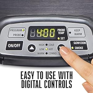 WESTON BRANDS 2-in-1 Indoor Electric Smoker & Programmable Slow Cooker, 6 Quart, With 3-Tier Smoking Rack for Meat, Cheese and More, Dishwasher Safe Crock, Temperature Probe, Black (03-2500-W) WESTON BRANDS 2 in 1 Indoor Electric Smoker Programmable Slow Cooker 6 Quart With 3 Tier Smoking Rack for Meat Cheese and More Dishwasher Safe Crock Temperature Probe Black 03 2500 W