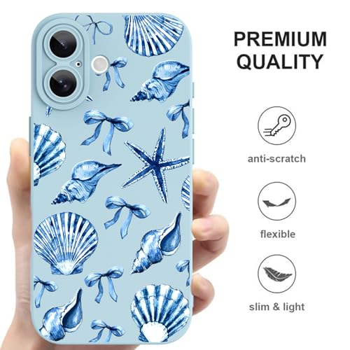 Image of ZIYE for iPhone 17 Case Blue Seashell Bow Pattern