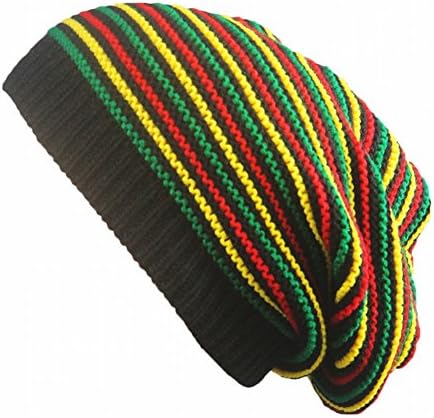 ganesha Unisex Jamaica Reggae Rainbow Stripes Oversized Slouch Winter Beanie Hat