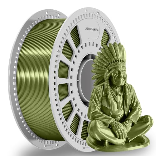 Image of Olive Green Silk PLA Filament 1.75mm + /-0.03mm 3D Printer 1kg | Glossy Satin Finish With No Post-Processing, Ideal for Artistic Models, Decorations, and High-Visibility 3D Printing Projects