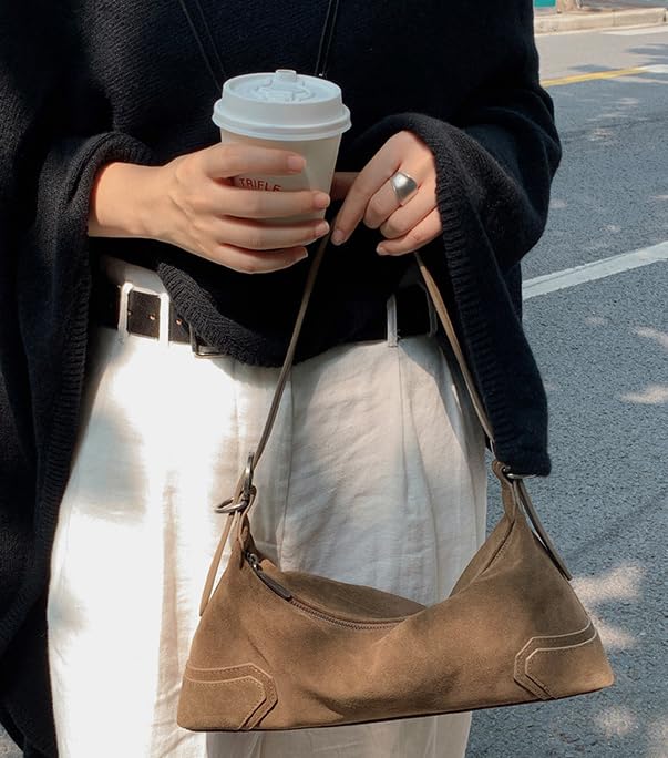 Suede Hobo Bags for Women Retro Handbags Elegant Crossbody Shoulder Purses Satchel for Travel Work 20253