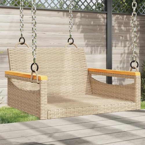 LVHUIDEH Hängebank aus Poly Rattan, Gartenschaukel zum Aufhängen,...
