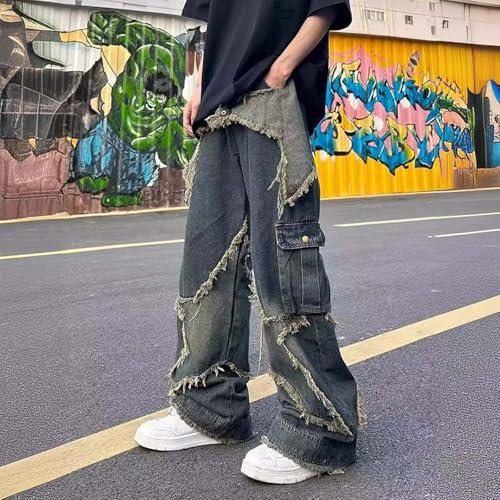 Baggy Jeans Men Y2K Star Graphic Relaxed Fit Wide Leg Casual Denim Pants with Pockets Long Jean Trousers Streetwear2
