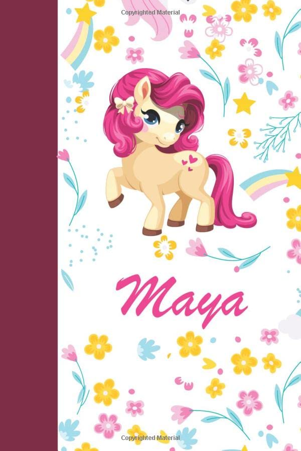 Maya: Personalized Sketchbook For Girls With Pink Name. Sketch Book for Princesses. Perfect Magical Unicorn Gifts for Her as Drawing
