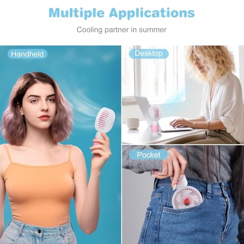 Image of BLAXSTOC Mini Rechargeable Fan, Portable Fan USB C Handheld Small Fan with 3 Speed Modes, High Speed Motor, Type-C Charging Port, 400mAh, (MULTICOLOR)