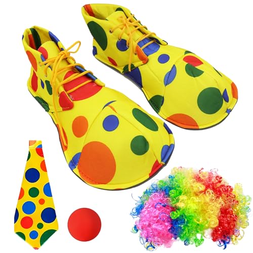 Benaewa 4 Pcs Clown Set Rainbow Clown Costume Shoes for Accessories Cosplay Theme Party