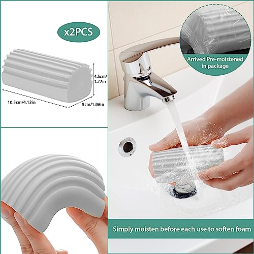 Image of 2 PCS Damp Clean Duster Sponge, Magic Dust Cleaning Sponge Baseboard Cleaner Tool, Blind Cleaner Duster Tool, Reusable Dusters for Cleaning Vents, Ceiling Fan, Cobweb, Lock Dust(Grey)