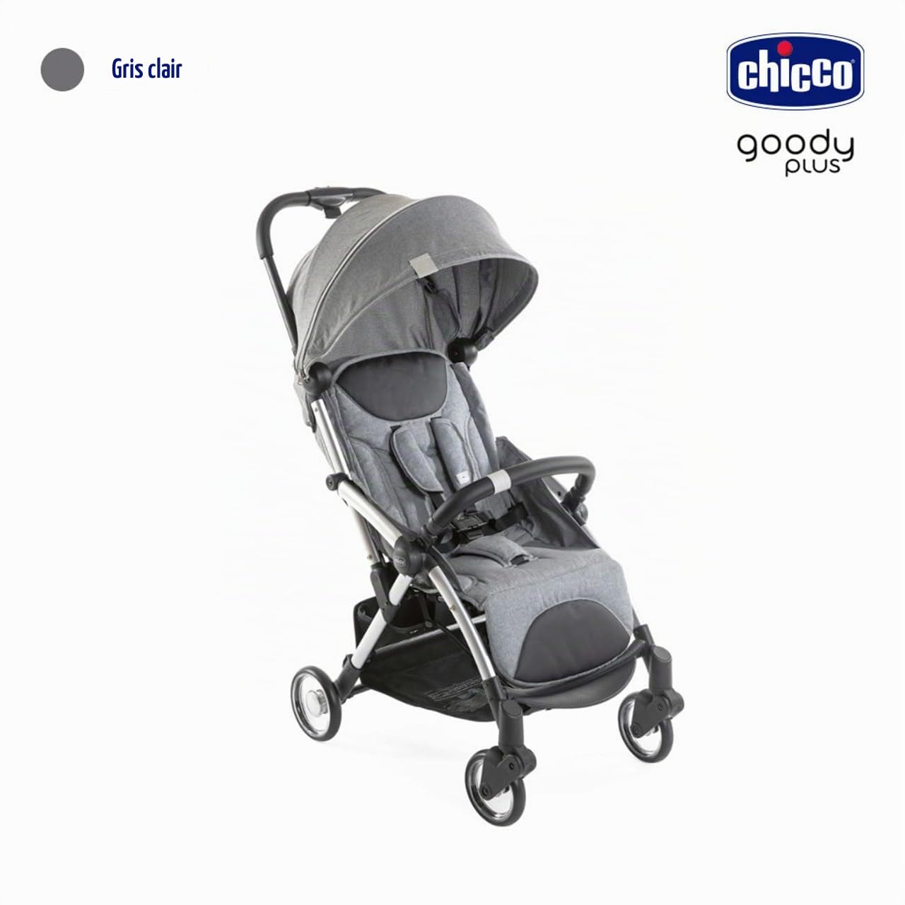 Chicco, Goody Plus Graphite, Poussette 0 Mois-4 Ans, avec Fermeture Automatique et Compacte, Capote Extensible avec Traitement UV50+ Anti-Pluie, Dossier Inclinable et Réglable en 3 Positions