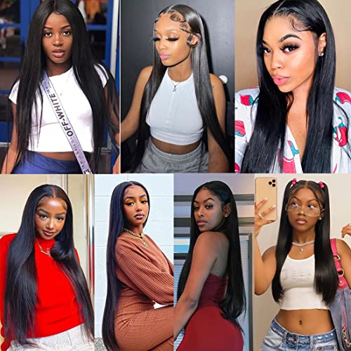 Straight Bundles Human Hair 22 24 26 Inch 9A Grade Straight Human Hair Bundles 100% Unprocessed Brazilian Virgin Remy Hair Straight Human Hair Bundles Hair Extensions Natural Color #TOP6