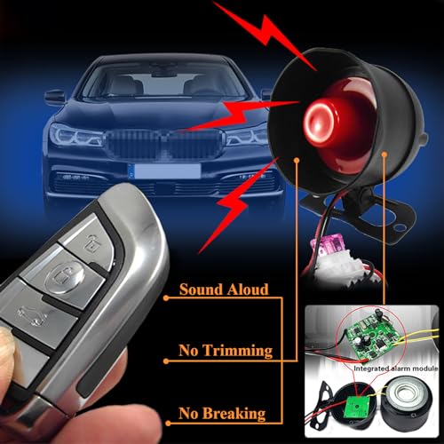 Chadwick Car Horn Siren Alarm,Universal Car Alarm Security Protection System With 2 Remote Controls,7-Level Sensitivity,12V,Anti-Theft Device,No Thread Trimmin,Non-Destructive Installation thumb #6