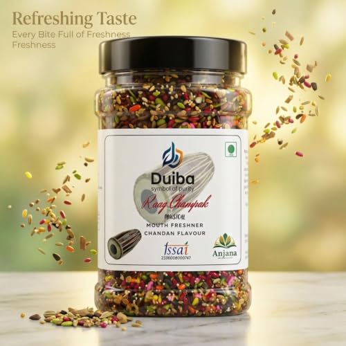 Image of Duiba Raag Champak Musical Mouth Freshener (Chandan Flavour) | Premium Sweet Saunf Mix | Digestive & Refreshing After Meal Mukhwas | Vegetarian | Plastic Jar