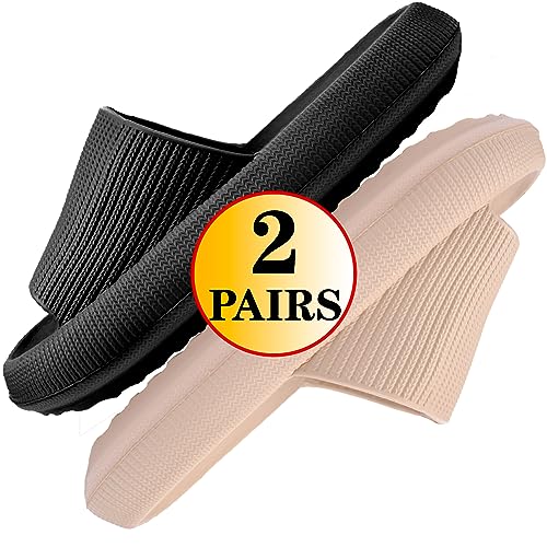 Photo 1 of ?2 pairs?Cloud Slippers for Women and Men, Massage Shower Bathroom Non-Slip Quick Drying Open Toe Super Soft Comfy Thick Sole