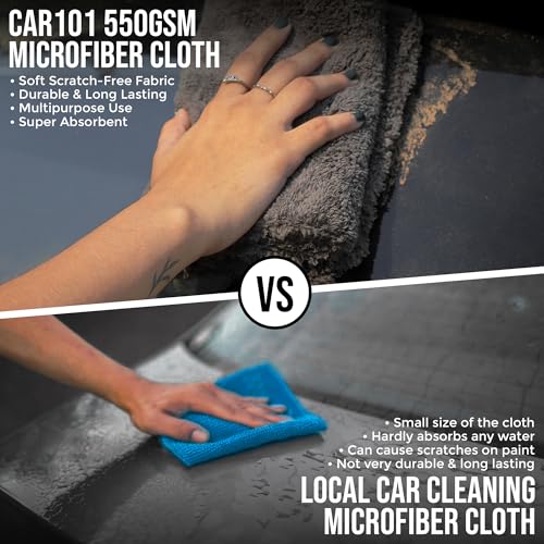 Image of CAR101 Microfiber Cloth - 2Pcs - 40x40 cm - 550 GSM - Assorted | Multipurpose | Lint-Free | Superior Softness & High Absorbency | Microfibre Towels for Car, Bike & Household Cleaning