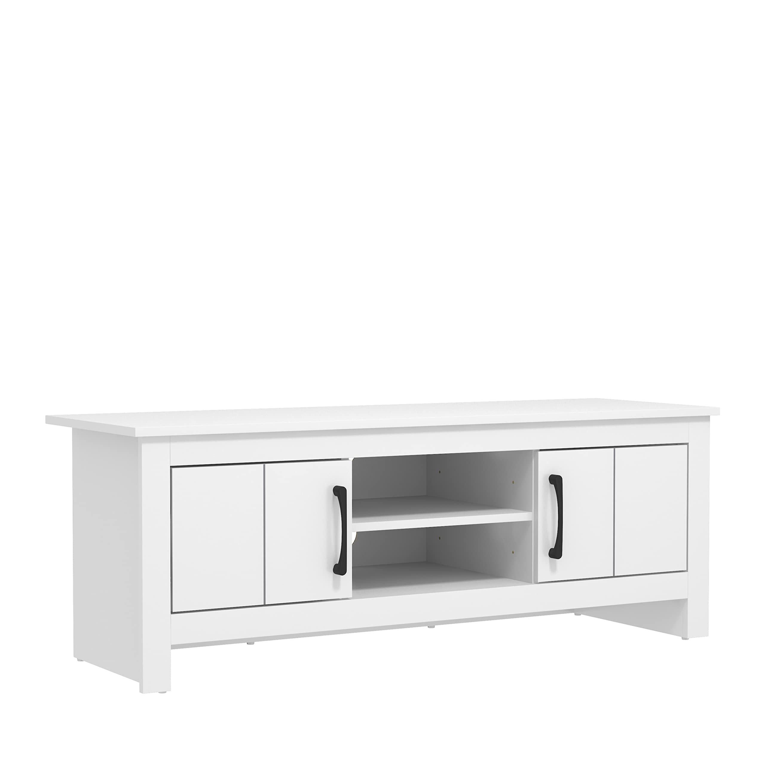 Galano Limestone TV Unit – TV Stand Cabinet for up to 50-inch TVs, 2-Door Storage Table for Living Room & Bedroom, 119cm Modern TV Stand – White