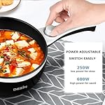 DEZIN Hot Pot Electric Upgraded, Non-Stick Sauté Pan, Rapid Noodles Electric Pot, 1.5L Mini Portable Hot Pot for Steak, Egg, Fried Rice, Ramen, Oatmeal, Soup with Power Adjustment - Image 4