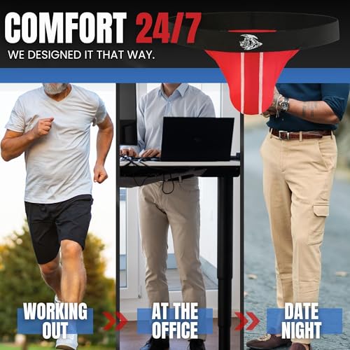 Real Men Nylon Mesh Thong ABCD Pouch 3 Pack - Black/Red/Light Blue4