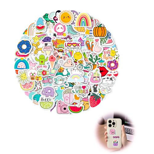100 Pièces Stickers Aesthetic,Autocollants Vinyle Imperméables pour Ordinateur Portable,Skateboard,Vélo,Guitare,Bouteille d'Eau,Casque,Lot de Stickers Mignons et Colorés pour Enfants et Adultes – vue 2