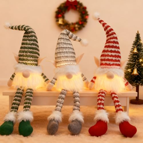 SPERMUOY Figuras de duendes navideños, 3 unidades, decoración navideña, figuras de gnomos, decoración de Navidad, figuras para decoración de hogar, cocina