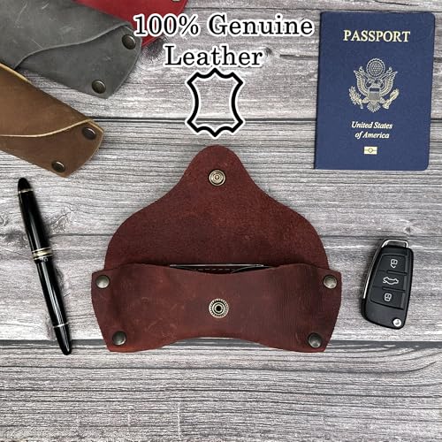 Image of Leather Glasses Case for Men - Vintage Rustic Belt Eyeglass Holder
