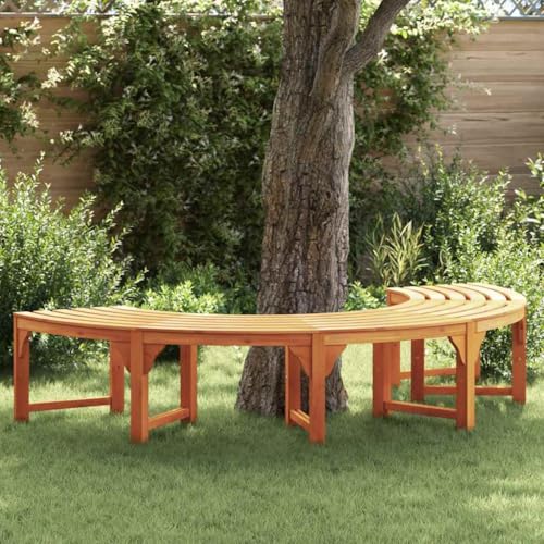 Owoxanthellate Tree Bench Brown 63'x63'x17.7' Solid Eucalyptus Wood Outdoor Garden Seat Modern Rectangle Design Weather-Resilient Patio Furniture for Garden Terrace or Yard