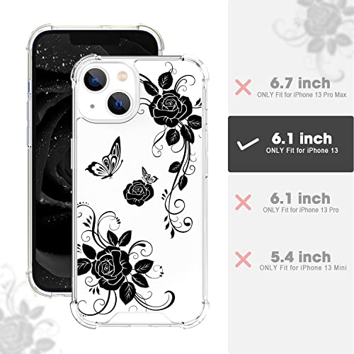Cutebe Cute Clear Crystal Case For Iphone 13 6.1 Inch 2021 Released, Shockproof Series Hard Pc+ Tpu Bumper Yellow-Resistant Protective Cover With Design For Women, Girls #TOP1