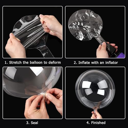 Image of Atpata Funky Clear Transparent Bobo Balloons | Stuffable Bubble Balloons for LED Lights, Confetti, Feathers | DIY Party Decor for Birthday, Anniversary, Festivities (50pcs Pack, 10 INCH)