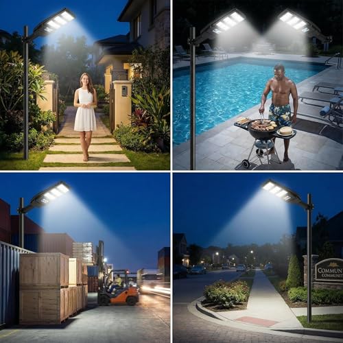 Solar Outdoor Light 1 Pack, 81 LED 6500K Dusk to Dawn Solar Powered Street Light IP65 Waterproof Motion Sensor Security Flood Light with Remote Control Smart Light for Patio Barn Yard Garage (1 Pack) — view 2