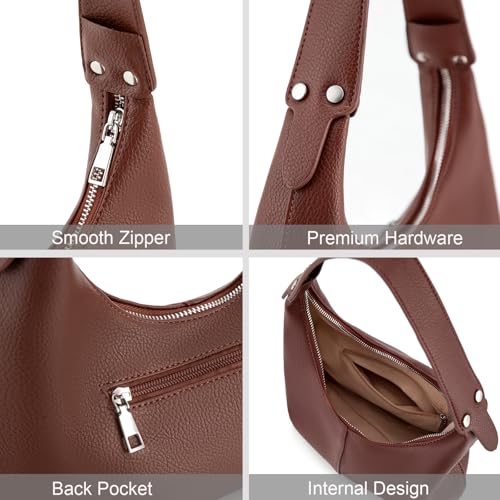 Image of Crescent Shoulder Bags for Women Vegan Leather Hobo Handbag Slouchy Tote Purses