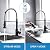 Faucet for Kitchen Sink, WEWE Kitchen Faucet Black Stainless Steel Commercial Spring Kitchen Faucet with Pull Down Sprayer, One Hole or 3 Hole Kitchen Faucet for RV Outdoor Farmhouse with Deck Plate