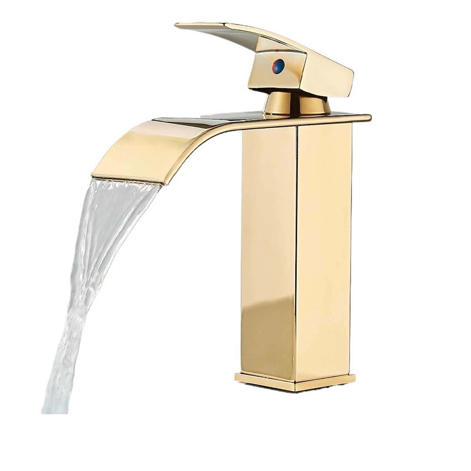 Mitigeur or brossé de luxe pour vasque de salle de bain design cascade