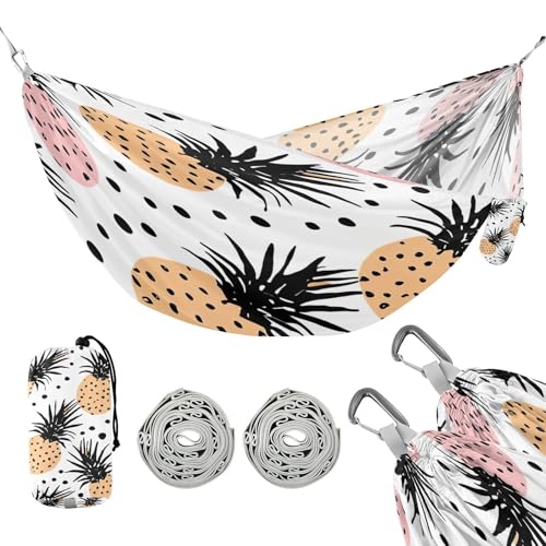 ATTX Pineapples Pattern Camping Hammock - Lightweight & Portable Hammocks, Heavy Duty 330lbs Capacity for Indoor, Hiking, Backpacking, Travel, Backyard, Beach#371