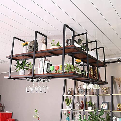 Étagère à bouteilles de vin au plafond pour optimiser l'espace de rangement de bar - 5