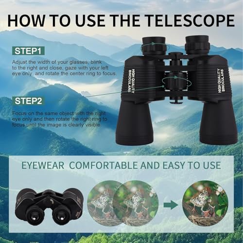 Image of Ghime Binoculars for Long Distance 20x50 Zoom | Ultra HD 2000 Meter Range | BAK4 Prism FMC Lens | Waterproof Wide View for Traveling, Bird Watching, Wildlife, Safari, Sports, Stargazing