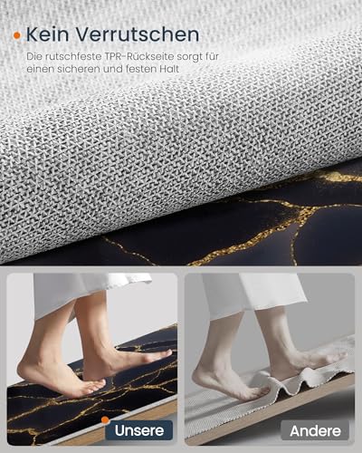Tapis lavable marbre noir or 160cm antidérapant et facile d'entretien - 6