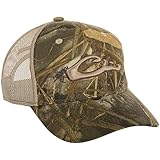 Drake Waterfowl 6-Panel Camo Mesh-Back Cap - Low-Profile 6-Panel Cotton Logo Cap with Adjustable Closure, One Size Fits Most
