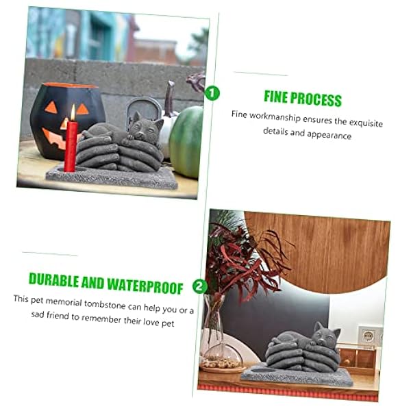 POPETPOP 2 Pcs Tombstone Outdoor Geschenken Bureau Top Decor Outdoor Tafelblad Decor Hond Gedenkteken Kat Sentiment Frame Kat Gedenkteken Hars Gedenksteen Met Kandelaar Huisdier