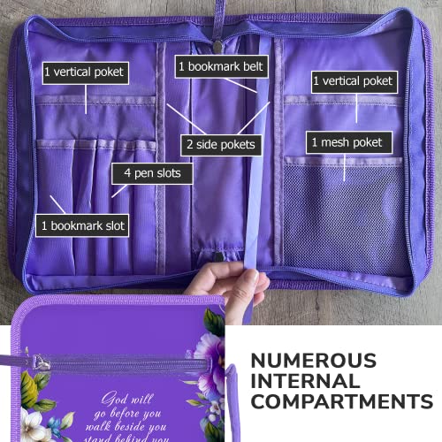 DEHITE Bible Cover Case for Women – Premium Fabric Bible Cases for Girls - Carrying Bag for Woman – Pen Slots – Zippered Pocket – Floral Accessories Christian Gifts4