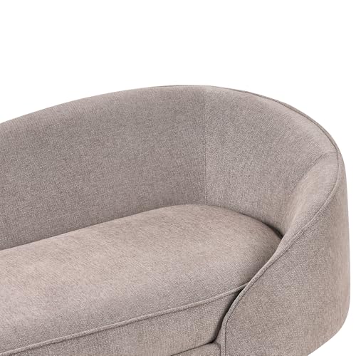 Beliani 3er Sofa Stoff braun gebogen oval mit schwarzen Metallbeinen Retro Savar – Bild 8