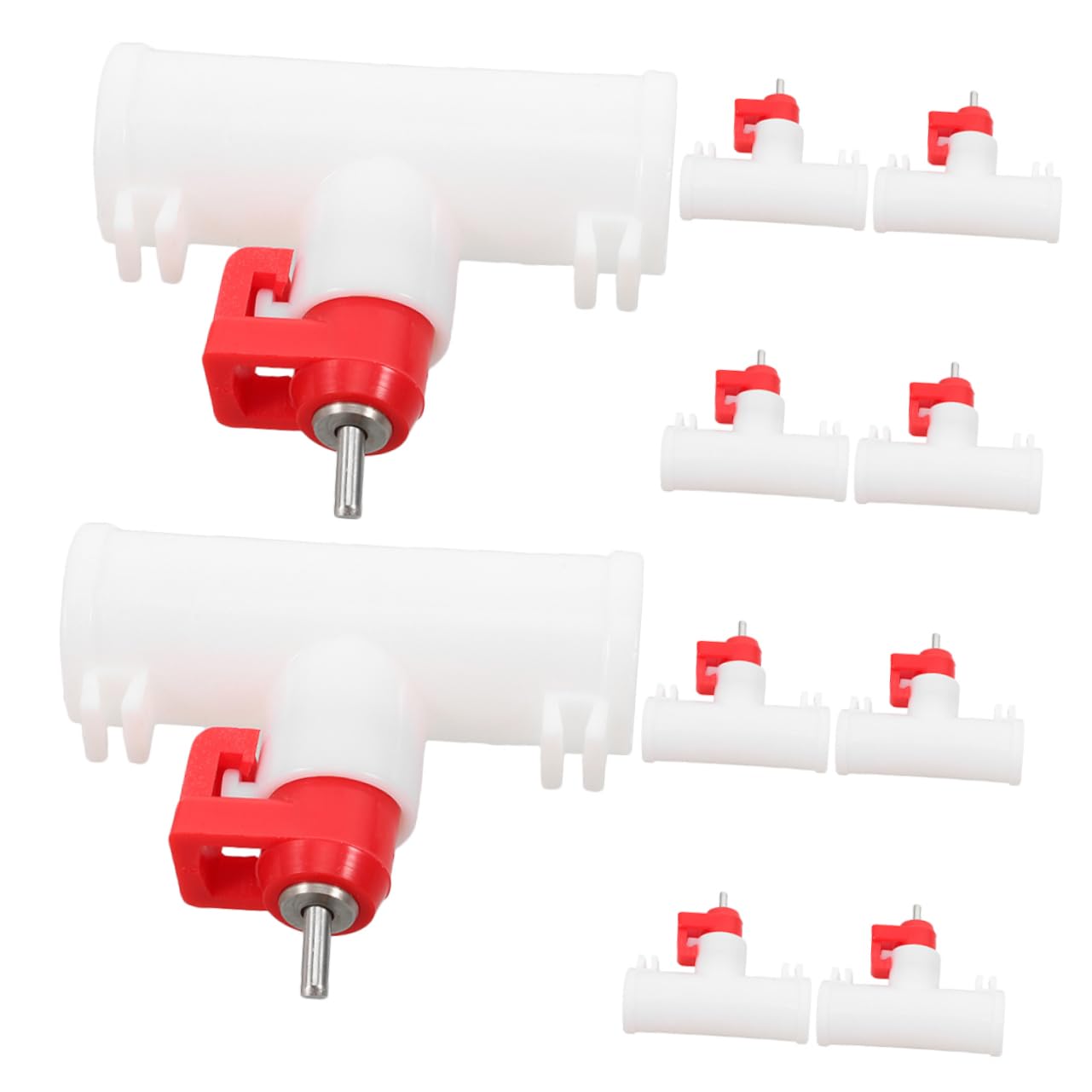 Garneck 10-Pack Automatic Chicken Waterer Portable Poultry Drinkers Metal Chicken Water Cups Dual-Head Design for Coop Hydration