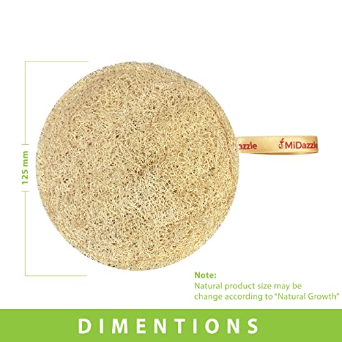 Image of Midazzle 100% Natural Body Scrubber Loofah for Bathing (Round) (Pack of 4)