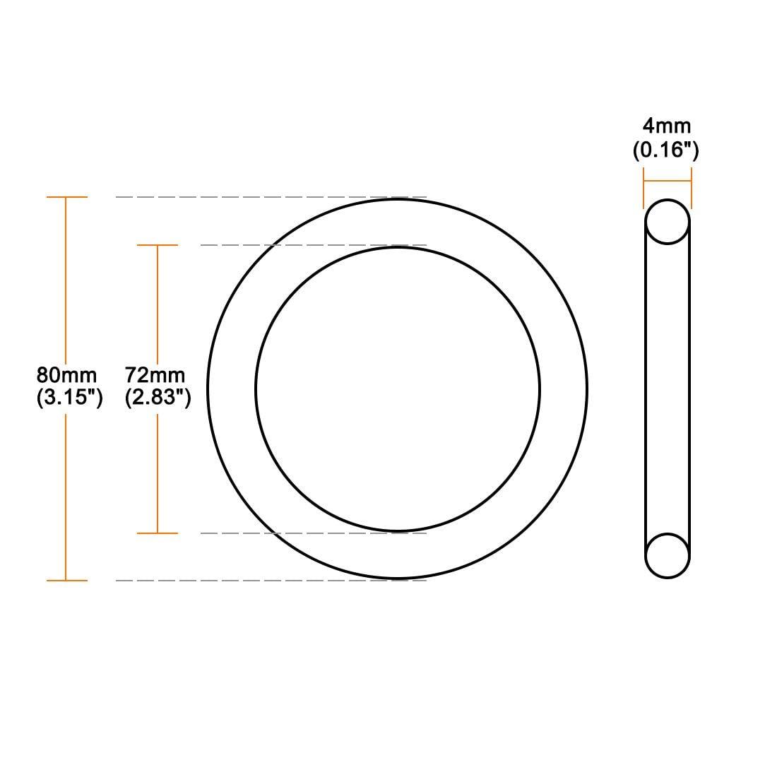 TA-VIGOR 5 Nitril-O-Ringe 80x72x4mm – Dichtungsset Für Schlauch, Armatur & Auto – NBR, Bis 120°C