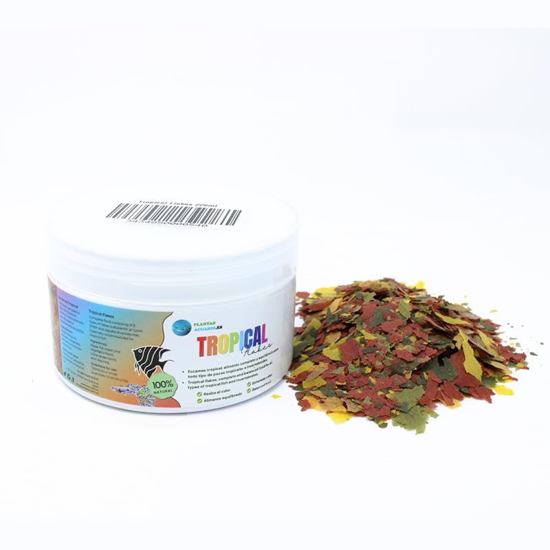 Tropical Flakes Plantasacuario 225ml, Comida en Escamas para Todo Tipo de Peces Tropicales y de Agua Caliente, Saludable y Potencia el Color, Dieta Diaria equilibrada para Peces