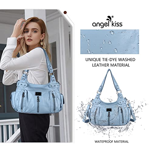 Image of Angelkiss Large Purses and Handbags for Women Washed Faux Leather Crossbody Hobo Satchel Shoulder Handbag Tote Purse