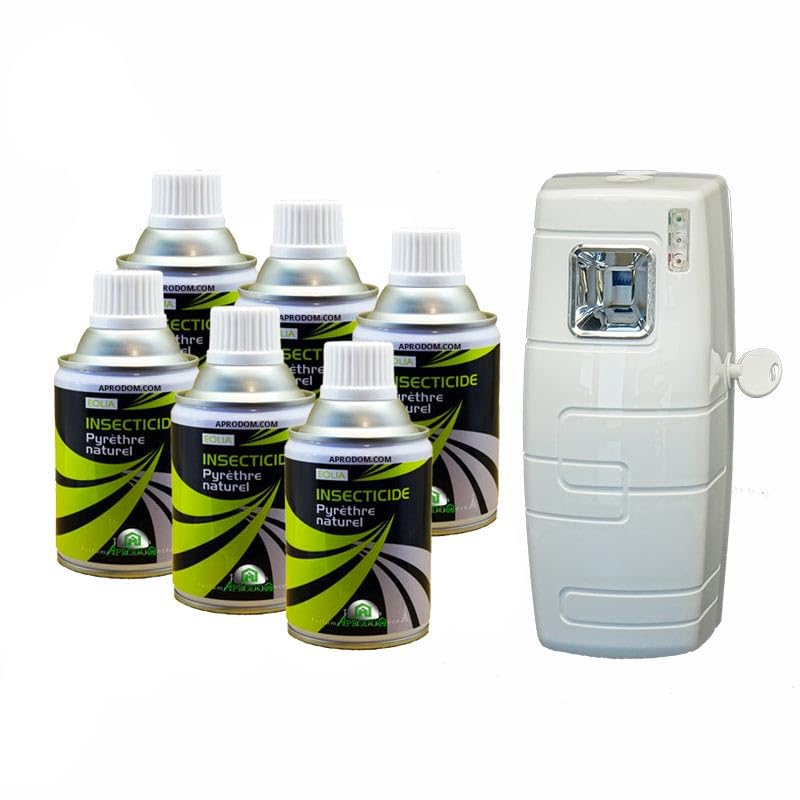 Aérosols au Pyrèthre Végetal Pack de 6 x250ml Avec Diffuseur Automatique, Insecticide Anti Mouches, Moustiques, moucherons, insectes volants et rampants (8)