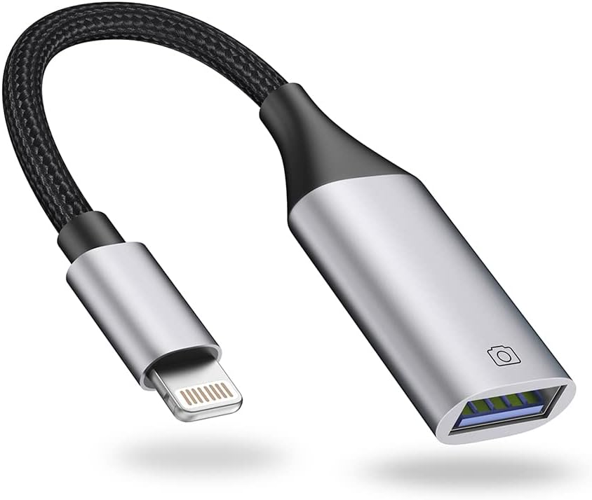 Lightning to USB Adapter [Apple MFi Certified], USB Camera Adapter for iPhone, iOS OTG Cable Adapter, Supports USB Flash Drive, Card Reader, Mouse, Keyboard