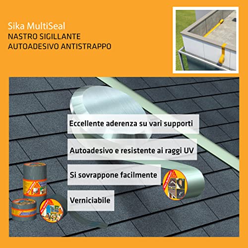 Image of SIKA - SikaMultiSeal BT, Aluminium - Butyl Sealing Tape - Aluminium Foil Coated - Waterproof - 10m x 100mm Rolls