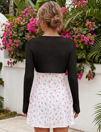 Image of Women's Long Sleeve Shrug Sweaters Knit Bolero Shoulder Open Cropped Cardigan