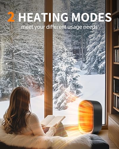 Image of Space Heater, Portable Heater for Indoor Use, Small Electric Heaters with Overheat & Tip-Over Protection, Mini Desk Heaters for Office Bedroom Bathroom, Compact & Efficient Heating, Black