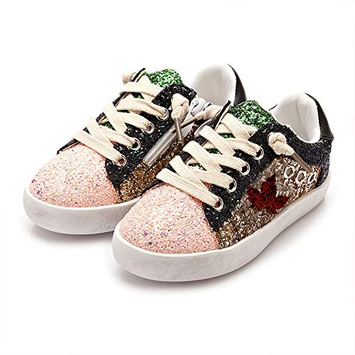 LanXi Girls Bling Sequins Sneakers Breathable Casual Shoes Kids(8.5 M US Toddler,Gold)